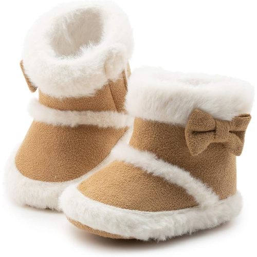 Infant Unisex Warm Fur Lining Soft Boots Baby Winter Ankle Non-Slip Rubber Texture Sole Toddler Winter Snow Crib Shoes
