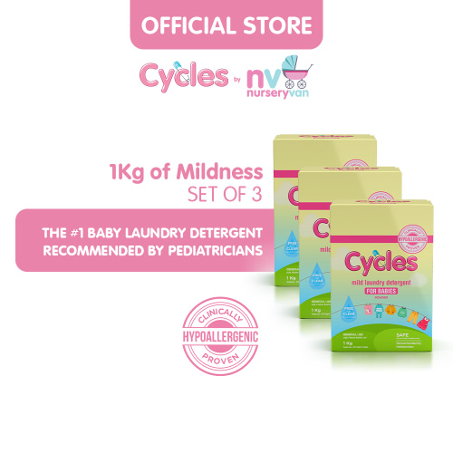 Cycles Baby Laundry Powder Detergent (x3) - Hypoallergenic for Baby’s Sensitive Skin! - 1Kg