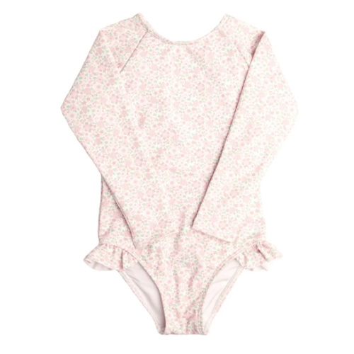 Antique Floral Rashguard One Piece Swimsuit