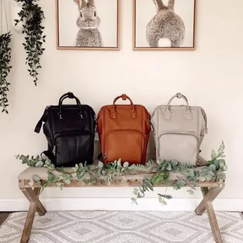 La Madison - Elegant Vegan Leather Diaper Bag Backpack