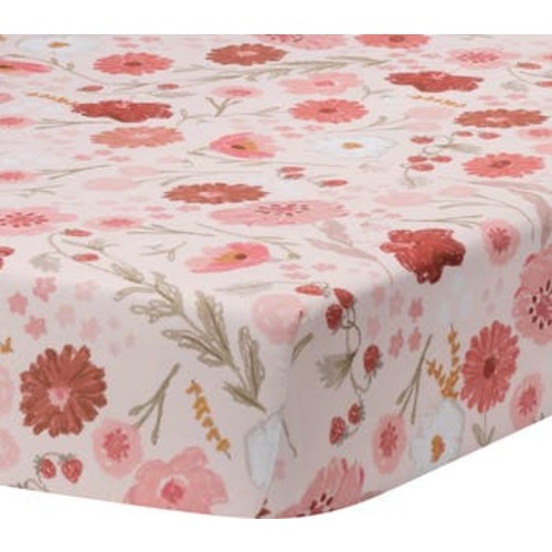 Flower Power Floral/Strawberry Baby Fitted Crib/Toddler Sheet