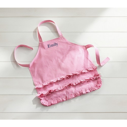 Pink Ruffle Gingham Apron