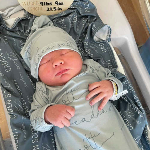 Solid Light Dusty Blue Personalized Newborn Baby Knot Gown