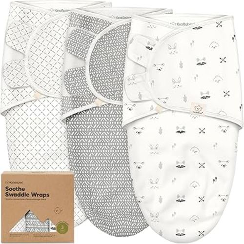 KeaBabies 3-Pack Organic Baby Swaddle Sleep Sacks - Swaddles for Newborns, Infant 0-3 Months, Baby Girls, Boys, Soft & Snug Newborn Sleep Sack, Nursery Swaddling Blankets (Nordic)