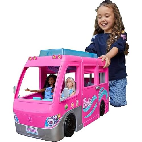 Barbie Camper, Doll Playset with 60 Accessories, 30-Inch-Slide and 7 Play Areas, Dream Camper