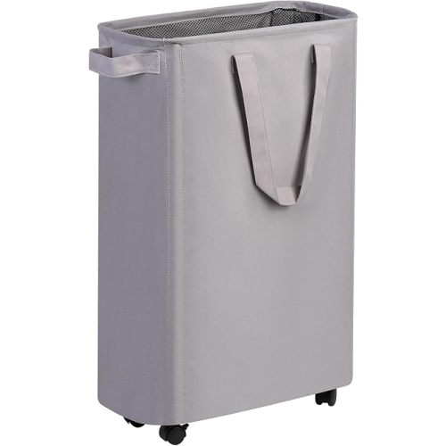 efluky Slim Laundry Hamper with Wheels, Rolling Laundry Basket for Clothes, Small Laundry Basket for Bedroom, Dorm and Laundry Room, 48L (12.7 Gallons) Grey
