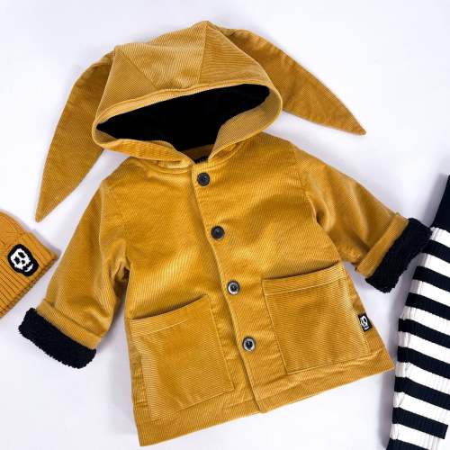 NOT SO BASIC CORD MUSTARD BUNNY EAR COAT