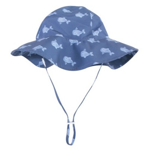 Hudson Baby Infant and Toddler Boy Sun Protection Hat, Dark Blue Whale, 0-6 Months