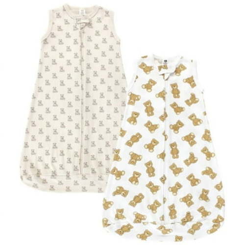 Hudson Baby Cotton Long-Sleeve Wearable Sleeping Bag, Sack, Blanket, Teddy Bear Sleeveless, 12-18 Months