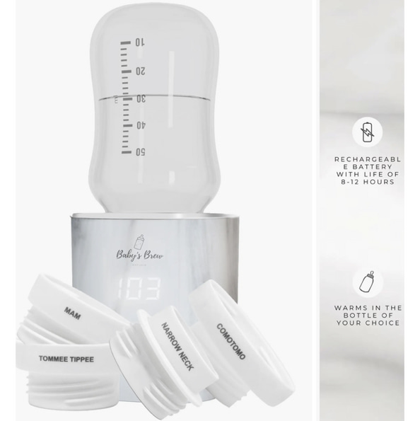 Color White: 3.0 Portable Bottle Warmer & Set of 4 Adapters Set