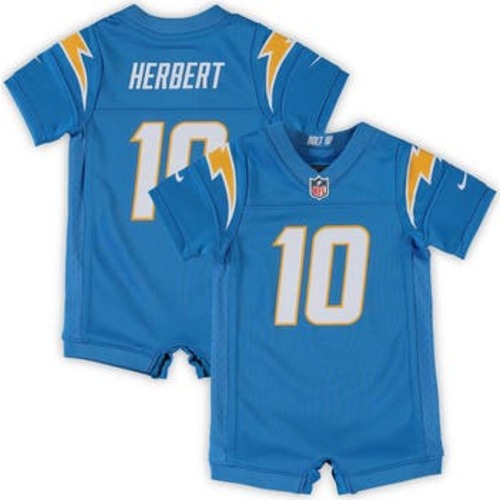 Infant Nike Justin Herbert Powder Blue Los Angeles Chargers Game Romper Jersey, 3-6M