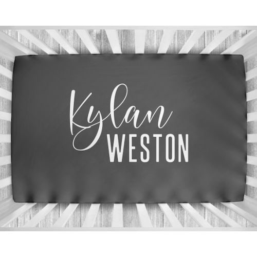 Boy Name Crib Sheet Baby Boy Name Personalized Crib Sheet Custom Name Crib Sheet Gray Boy Nursery Bedding Matching Nursery - Etsy