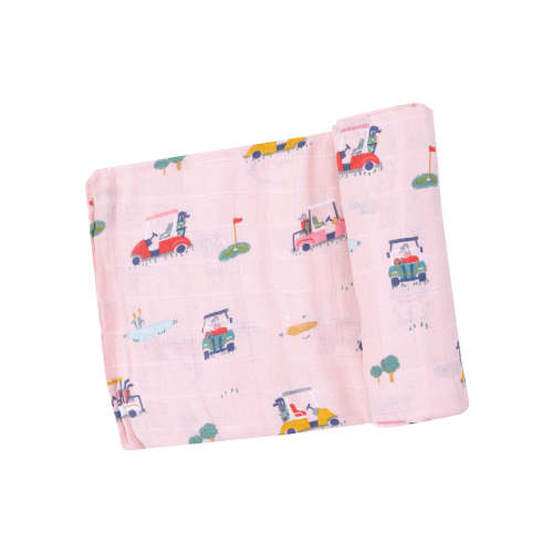 Muslin Swaddle, Golf Cart Cuties Pink