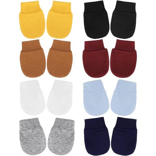 Newborn Baby Mittens No Scratch Cotton Elastic Wrist Gloves Infant Toddler Mittens for Baby Boy Girl 0-6 Months