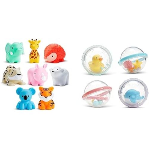 Munchkin® Wild™ Animal Baby and Toddler Bath Toy Squirts, 8 Pack & Float & Play Bubbles™ Baby and Toddler Bath Toy, 4 Count
