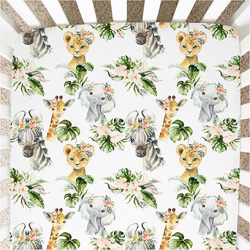Buttery Soft Rayon Baby Crib Sheets Girl and Boy - Infant Shower Gift - Mini Crib Sheets - Fitted & Breathable Crib Mattress Sheet - Toddler Sheet 52 x 28 x 7 inches (Africa Animals)