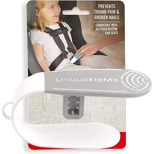 UnbuckleMe Car Seat Buckle Release Tool - Easy Opener Aid for Arthritis, Long Nails, Older Kids - Button pusher for infant, toddler, convertible 5 pt harness car seats - As Seen on Shark Tank (Gray)