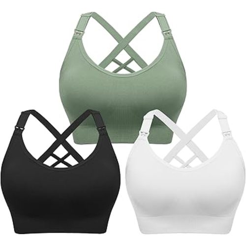 Angelhood Nursing Bras for Breastfeeding, Seamless Nursing Sports Bra Support Yoga Maternity Bras Pregnancy Sleep Bralette