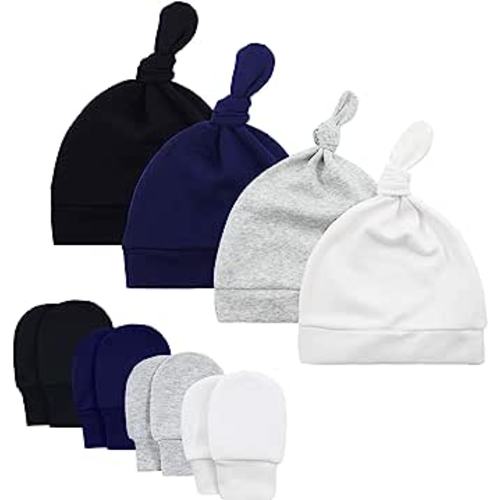 Amazon.com: American Trends Baby Hat Mittens Newborn Hats for Boys Baby Hats 0-6 Months Winter Beanie Caps 4 Pack Black White Gray Navy: Clothing, Shoes & Jewelry