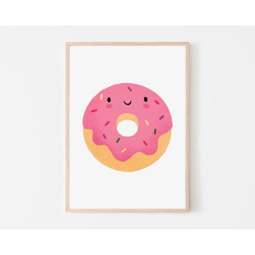 Donut Print, Donut Art, Foodie Gift, Gift For Her, Kitchen Wall Art, Girlfriend Gift, Nursery Prints, Bestfriend Gift, Kitchen Wall Art