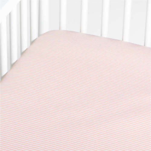Baby's First Pink Stripe Organic Jersey Baby Crib Fitted Sheet