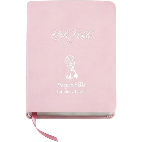 Let's Make Memories Personalized Children's Bible - Engraved with Name - Religious Keepsake - Baptism, Communion, Confirmation - for Girl, Baby, Kids - Easter Basket Stuffer - Create Your Own - Pink