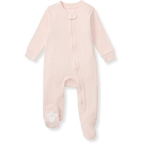 Burt's Bees Baby Girls Footed One-Piece Pajamas, Sleep and Play Loose Fit, 100% Organic Cotton, Sizes NB to 6-9 Months
