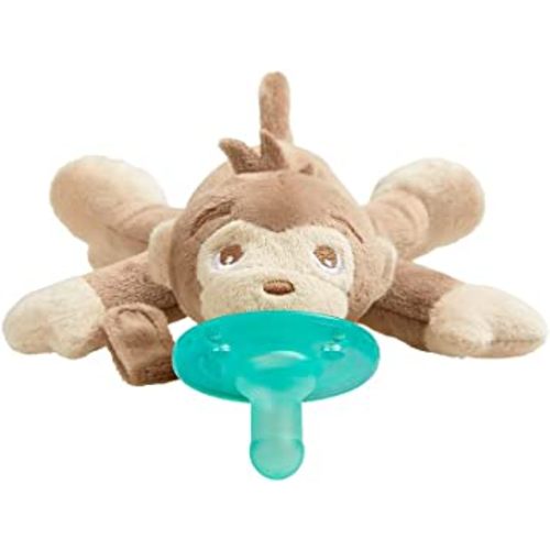 Philips AVENT Soothie Snuggle Pacifier Holder with Detachable Pacifier, 0m+, Monkey, SCF347/02