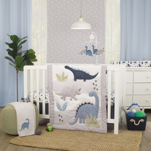 NoJo Baby 3 Piece Nursery Crib Bedding Set - Dinosaurs