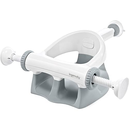Ingenuity My Bath Seat for Sit-Up Baby Bathing, Sure & Secure Suction Cups, ASTM Safety Tested & Approved, Backrest for Assisted Sitting, Easy Setup & Storage, Gray