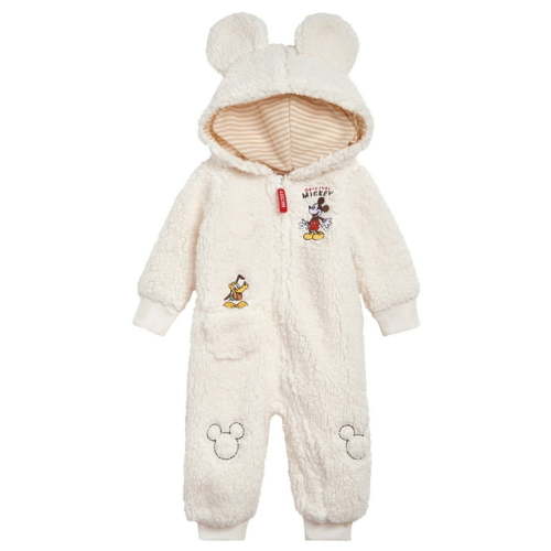 Disney Mickey Mouse Pluto Newborn Baby Boys Zip Up Coverall White 6-9 Months