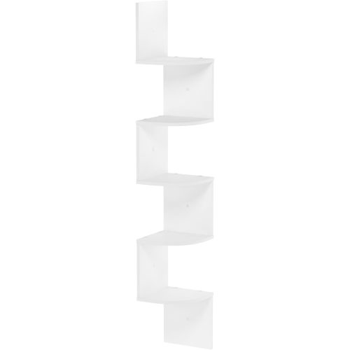 Furinno Rossi 5-Tier Wall Mount Floating Radial Corner Shelf, White
