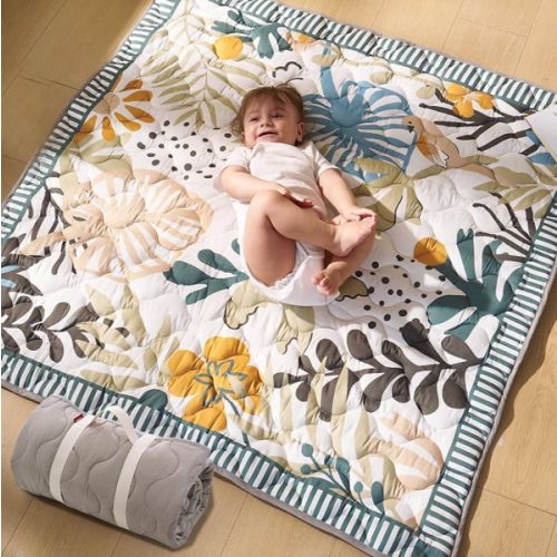 Momcozy Baby Play Mat for Floor, 50x50 Thickened Playpen Mat, Playmate for Baby Tummy Time, Waterproof & Non-Slip, Foldable Outdoor Mat with Carrying Handle, Forest World