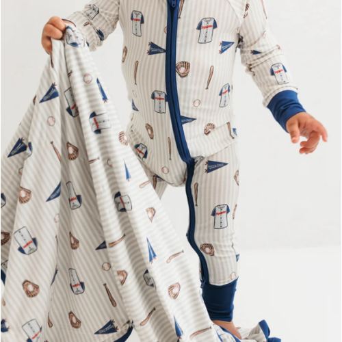 Blue Baseball Zipper Romper PRE-ORDER SHIPPING 9/12 – In my Jammers