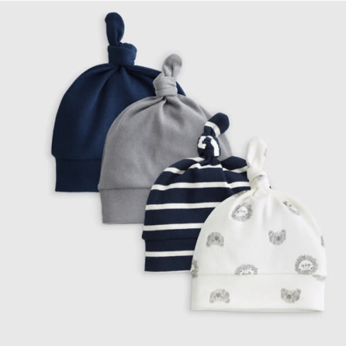 100% Organic Cotton Hat 4-Pack - Baby Boy
