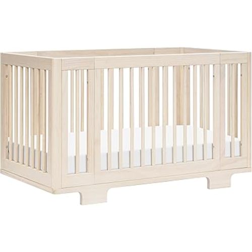 Babyletto Yuzu Convertible All-Stages Bassinet, Midi, Full-Size Crib in Washed Natural, Greenguard Gold Certified, Portable & Adjustable with Conversion Kits and Pads Included
