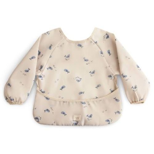Mushie Long Sleeve Bib Smock With Pocket - Whales