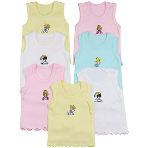 ToBeInStyle Girl's 4 Pack 100% Cotton Ruffle Hem Tank Tops Super Soft Undershirts