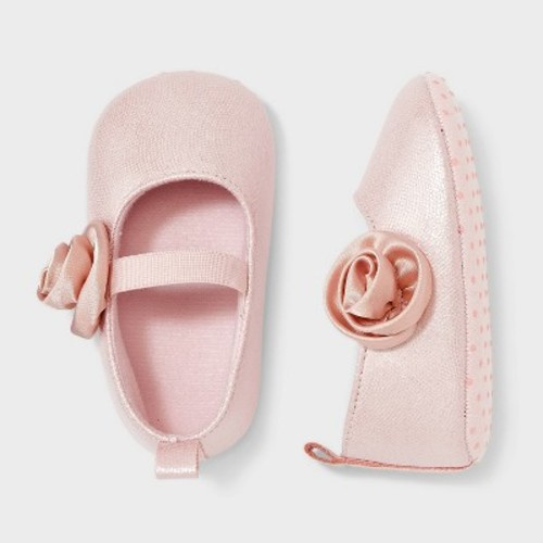 Baby Girls' Rose Ballet Flat Crib Shoes - Cat & Jack™ Pink 9-12M