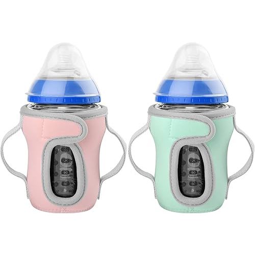 Beautyflier Glass Baby Bottle Sleeve Covers for Tommee Tippee Nature Baby Bottles with Dual Handle, 3.8mm Thicken Heat and Cold Retention Baby Bottle Sleeve (9OZ)
