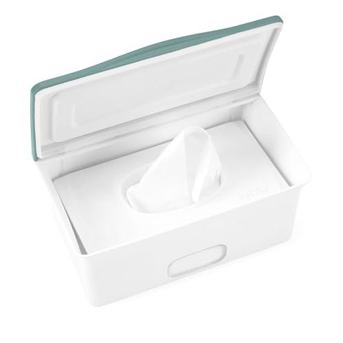 Ubbi Baby Wipes Dispenser with Weighted Plate and Secure Seal, Nursery and Baby Registry Essential to Keep Wipes Fresh, Open Water