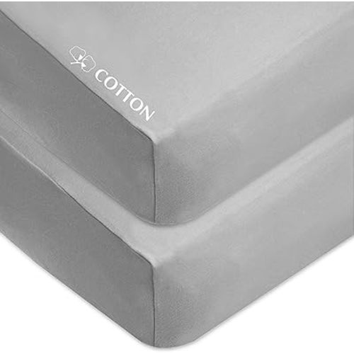 American Baby Company 2 Pack Fitted Crib Sheets 28" x 52", Soft Breathable Neutral 100% Cotton Jersey Sheet, Gray, for Boys and Girls, Fits Crib and Toddler Bed mattresses