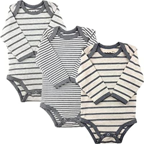Baby 3-Pack Cotton Spandex Long-Sleeve bodysuits unisex boy girl