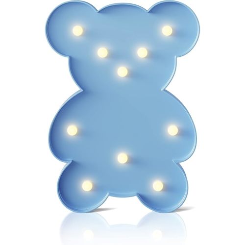 Blue Bear Decor, Battery Powered Bear Night Light for Kids, Pink Party Decorations, Baby Night Light for Bedroom, Toddler Night Lights, Girls Room Decor