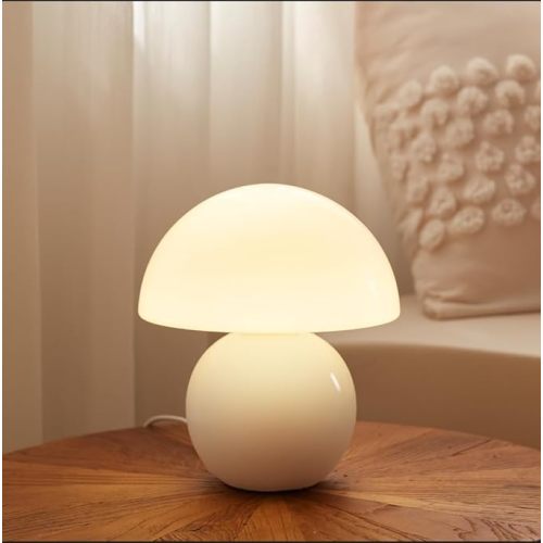 Mushroom Lamp Table Lamp for Bedroom,Desk Bedside Small Lamps for Living Room Night Stands,Mushroom Decor Cute Mini Modern Mid Century Lamps,Unique Aesthetic Home Living Room Decor(White)