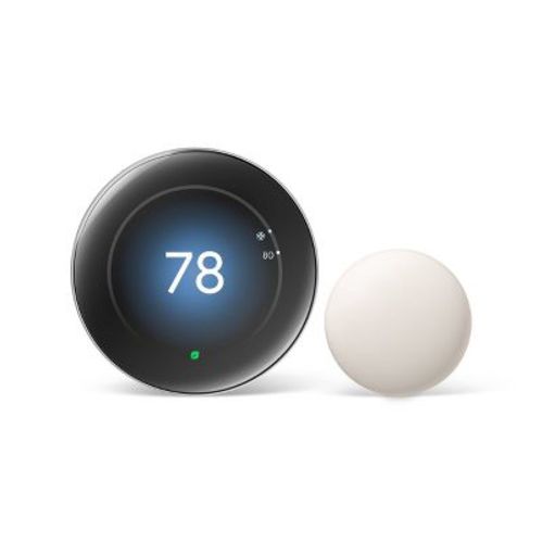 Google Nest Learning Thermostat (4th Gen) with Nest Temperature Sensor (2nd Gen) - Silver: Wi-Fi, Energy Star Certified
