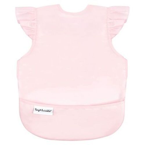 Tiny Twinkle Mess-proof And Waterproof Baby Bib/apron With Ruffled Shoulder, Machine Washable And Bpa-free (rose, Small 6-24 Months)