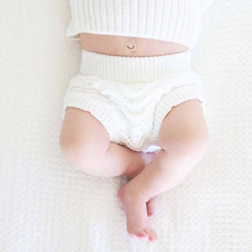 Knit Sweater & Lace Bloomer Set | Dove