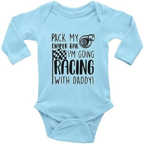 Pack My Diaper Bag I'm Going Racing With Daddy Baby Rompers Bodysuit Infant Long Sleeve Playsuit