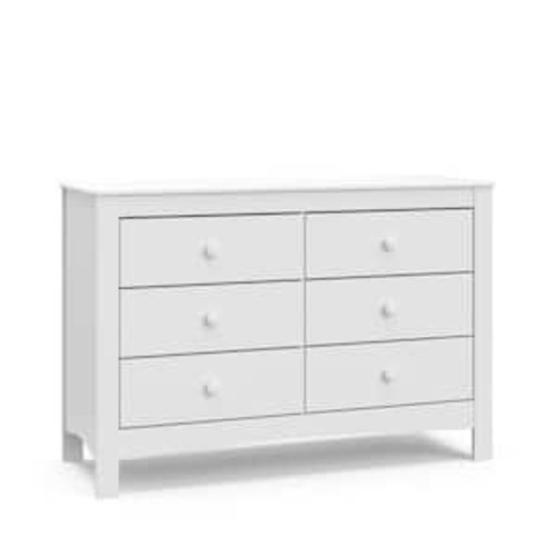Noah White 6 Drawer Double Kids Dresser (47.24 in. W x 17.52 in. D x 31.97 in. H)
